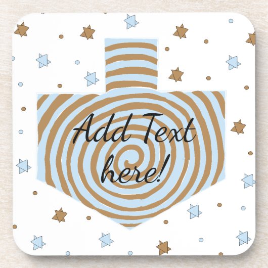 Hanukkah Untersetzer Blue & Brown Dreidel & Stars (Vorderseite)