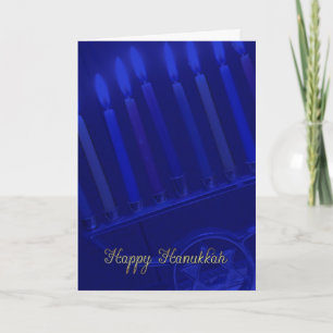 hanukkah Urlaubskarte mit Kerzen in blau und gol Feiertagskarte
