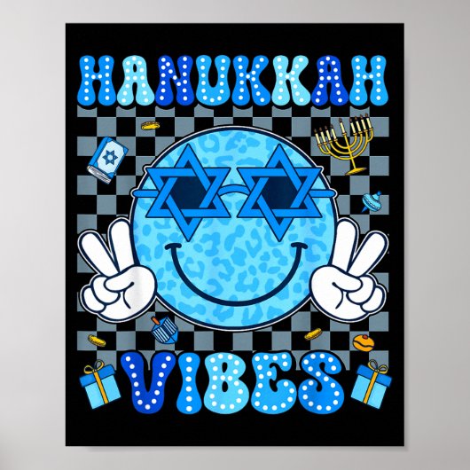 Hanukkah Vibes Chanukah Pajama Happy Hanukkah Men Poster (Vorne)