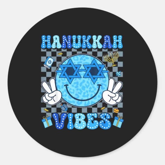 Hanukkah Vibes Chanukah Pajama Happy Hanukkah Men  Runder Aufkleber (Vorderseite)