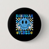 Hanukkah Vibes Groovy Smile Face Jewish Holiday Ch Button (Vorderseite)