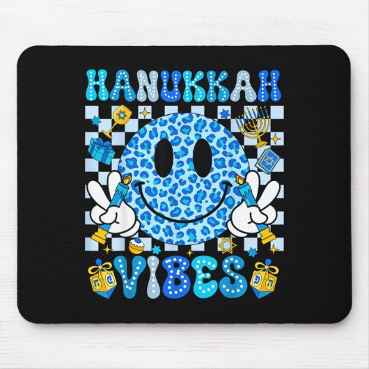 Hanukkah Vibes Groovy Smile Face Jewish Holiday Ch Mousepad (Vorne)