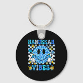 Hanukkah Vibes Groovy Smile Face Jewish Holiday Ch Schlüsselanhänger (Vorderseite)