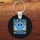 Hanukkah Vibes Groovy Smile Face Jewish Holiday Ch Schlüsselanhänger (Vorderseite)
