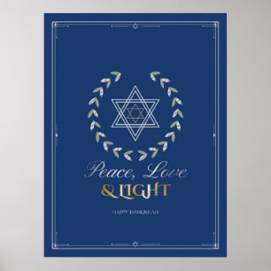 Hanukkah-Wandkunst 'Frieden, Liebe & Licht' Poster