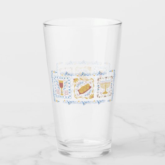 Hanukkah Wasserglas Glas (Rückseite)