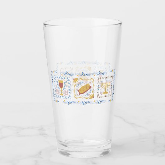 Hanukkah Wasserglas Glas (Vorderseite)