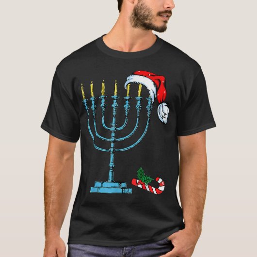 Hanukkah Weihnachts-Weihnachtsmannmütze T-Shirt (Vorderseite)