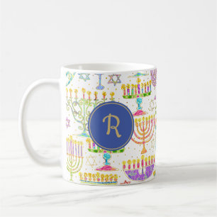 Hanukkah White Gold Menorah Star von David Monogra Kaffeetasse