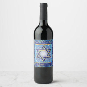 Hanukkah Wine Labels Jüdische Flaschenetiketten Weinetikett