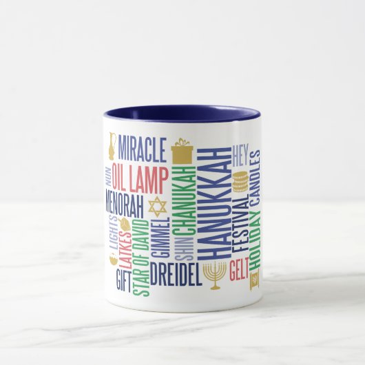 Hanukkah Words Holiday Coffee Tasse (Zentrum)