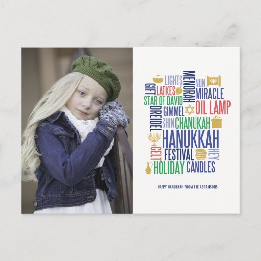 Hanukkah Words Holiday Foto Postkarte (Vorderseite)