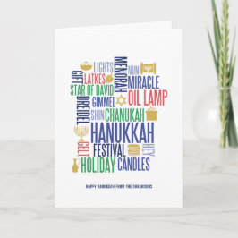 Hanukkah Words Holiday Grußkarte Feiertagskarte