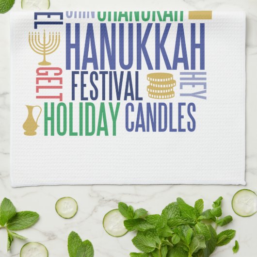 Hanukkah Words Holiday Kitchen Handtuch (Gefaltet)