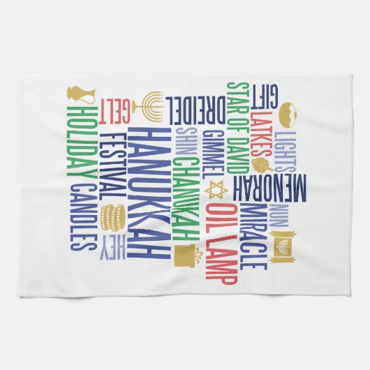 Hanukkah Words Holiday Kitchen Handtuch (Horizontal)