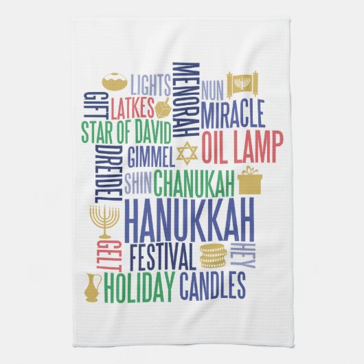 Hanukkah Words Holiday Kitchen Handtuch (Vertikal)