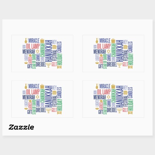 Hanukkah Words Holiday Rectangle Stickers (Blatt)