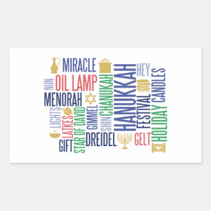 Hanukkah Words Holiday Rectangle Stickers