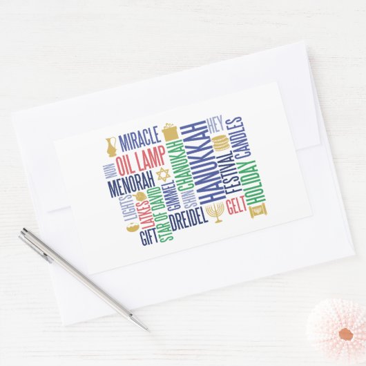 Hanukkah Words Holiday Rectangle Stickers (Umschlag)