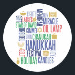 Hanukkah Words Holiday Round Stickers<br><div class="desc">Weitere Koordinierungsaufgaben finden Sie in unserer Sammlung "Hanukkah Words Holiday".</div>
