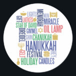 Hanukkah Words Holiday Round Stickers<br><div class="desc">Weitere Koordinierungsaufgaben finden Sie in unserer Sammlung "Hanukkah Words Holiday".</div>
