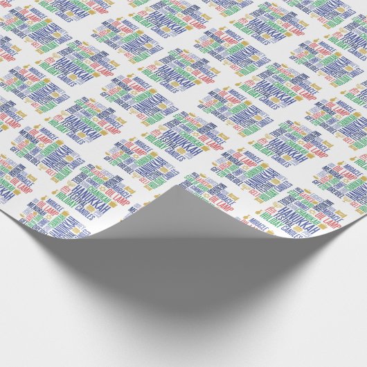 Hanukkah Words Holiday Wrapping Paper Geschenkpapier (Ecke)