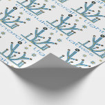 Hanukkah Wrapping Paper "Blue Bling Menorahs" Geschenkpapier<br><div class="desc">Hanukkah Geschenk Wrap "Blue Bling Menorahs". Genießen Sie mein neuestes Packpapier-Design. Der Preis variiert je nach Wahl zwischen 4 Papiertypen und 5 Papierformaten. Danke,  dass ihr angehalten und vorbeigekommen seid! Ihr Geschäft ist sehr geschätzt. Viel Spaß! Chag/Happy Chanukah/Hanukkah!!!</div>