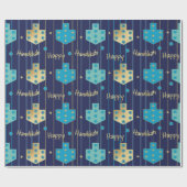 Hanukkah Wrapping Paper Blue/Gold Dreidel Geschenkpapier (Flach)