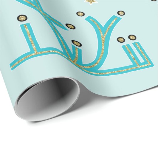 Hanukkah Wrapping Paper "Blue Lights, Latkes" Geschenkpapier (Rolleneckpunkt)
