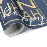 Hanukkah Wrapping Paper Chanukah Happy Gold Geschenkpapier<br><div class="desc">Hanukkah "Chanukah Happy Gold" Ich hoffe, Sie mögen mein neuestes Geschenkpapier aus Gold Buchstaben auf navy blauen Hintergrund, um Ihre Geschenke zu verkleiden:) Personalisieren Sie durch das Ändern der Hintergrundfarbe. Die Worte "Happy" können gelöscht und durch Ihren eigenen Text ersetzt werden. Verwenden Sie Ihre Lieblingsfarbe, Farbe und Schriftart. Wählen Sie...</div>