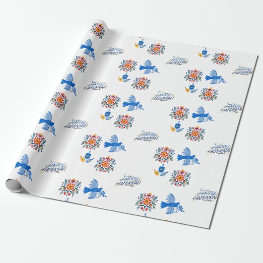 Hanukkah Wrapping Paper - dreidel , blumenreich Geschenkpapier (Ungerollt)