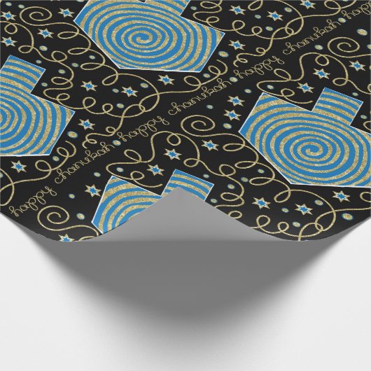 Hanukkah Wrapping Paper "Elegant Dreidels" Geschenkpapier (Ecke)