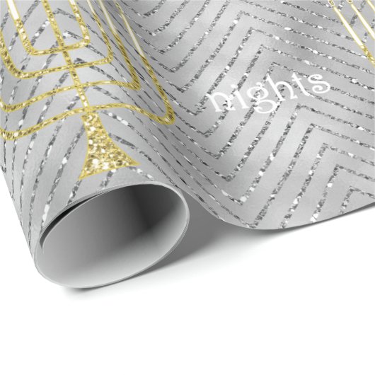 Hanukkah Wrapping Paper "Elegant Menorah" Geschenkpapier (Rolleneckpunkt)
