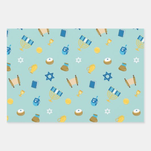 Hanukkah Wrapping Paper Flat Sheet Set 3 Geschenkpapier Set (Vorderseite 3)