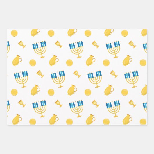 Hanukkah Wrapping Paper Flat Sheet Set 3 Geschenkpapier Set (Vorderseite 2)
