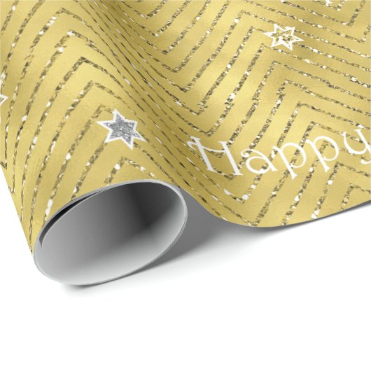 Hanukkah Wrapping Paper "Glitzy Bling" Geschenkpapier (Rolleneckpunkt)