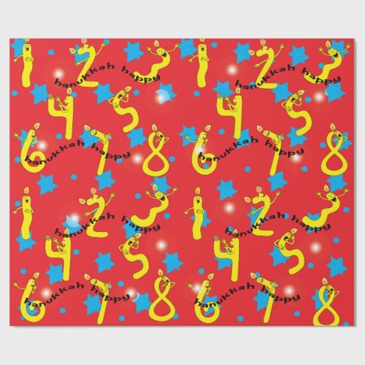 Hanukkah Wrapping Paper "Happy Hanukkah Numbers" Geschenkpapier (Flach)