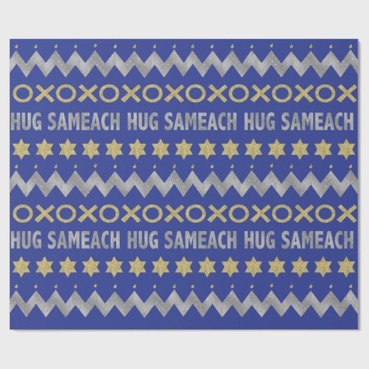 Hanukkah Wrapping Paper "Hug Sameach" Geschenkpapier (Flach)