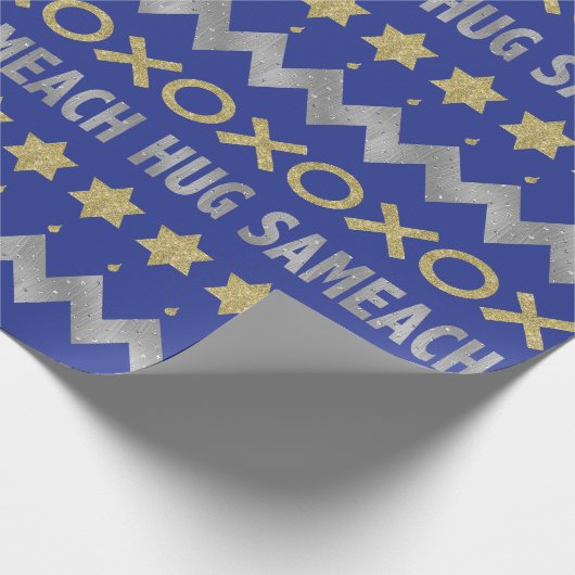 Hanukkah Wrapping Paper "Hug Sameach" Geschenkpapier (Ecke)