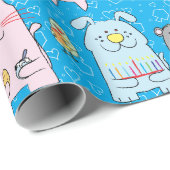 Hanukkah Wrapping Paper "Hund Cat Bird Mouse" Geschenkpapier (Rolleneckpunkt)