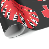 Hanukkah Wrapping Paper "Red, White, Black" Geschenkpapier (Rolleneckpunkt)