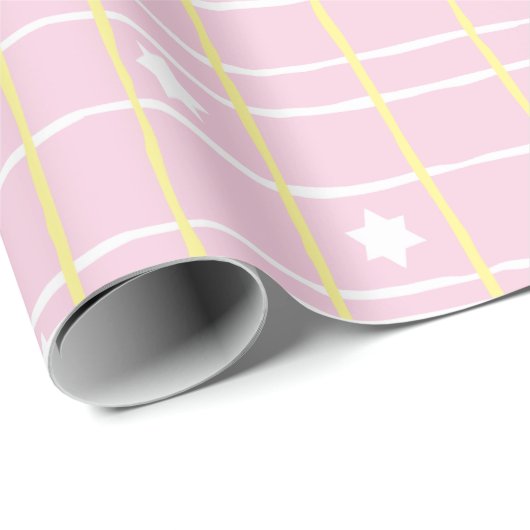 Hanukkah Wrapping Paper "Sweet Pink & Yellow" Geschenkpapier (Rolleneckpunkt)