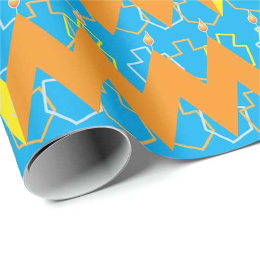 Hanukkah Wrapping Paper "Zickzack Menorah" Geschenkpapier (Rolleneckpunkt)