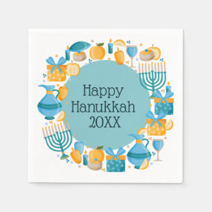 Hanukkah Wreath Blue Serviette