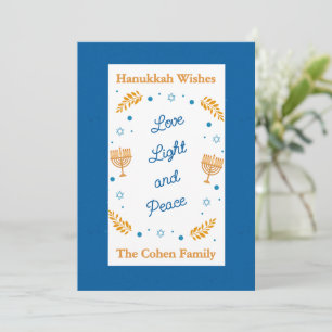 Hanukkah-Wünsche – Liebe, Licht und Frieden Famili Feiertagskarte