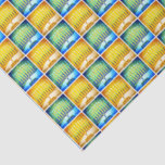 Hanukkah Yellow Blue Menorah Muster Modern einfach Seidenpapier<br><div class="desc">Ein nahes Foto mit leuchtenden, farbenfrohen, blauen, grünen und gelben künstlerischen Menorahs hilft Ihnen, den Urlaub von Hanukkah im Stil zu beginnen. Genießen Sie die Wärme und Freude der Ferienzeit, wenn Sie dieses bunte Hanukkah-Papiertaschentuch verwenden. Passende Karten, Porto, Aufkleber, Kissen, Haushaltswaren, Tasche und andere Produkte sind auch in meiner "Hanukkah...</div>