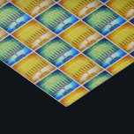 Hanukkah Yellow Blue Menorah Muster Modern einfach Seidenpapier<br><div class="desc">Ein nahes Foto mit leuchtenden, farbenfrohen, blauen, grünen und gelben künstlerischen Menorahs hilft Ihnen, den Urlaub von Hanukkah im Stil zu beginnen. Genießen Sie die Wärme und Freude der Ferienzeit, wenn Sie dieses bunte Hanukkah-Papiertaschentuch verwenden. Passende Karten, Porto, Aufkleber, Kissen, Haushaltswaren, Tasche und andere Produkte sind auch in meiner "Hanukkah...</div>
