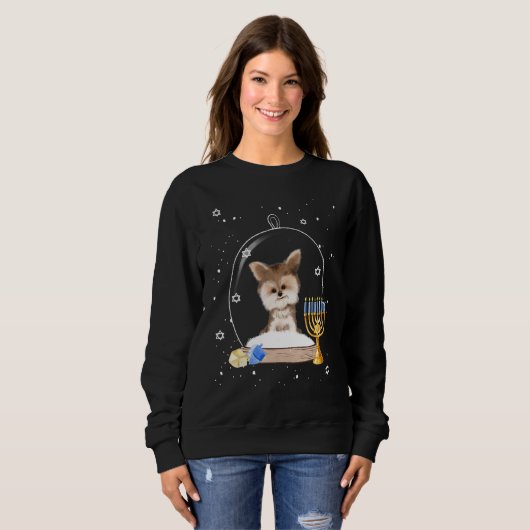 Hanukkah Yorki Dog Snow Globe Pajama Sweatshirt (Vorne ganz)