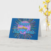 Hanukkah Zeitgenössische Menorah mit Herzflames Karte (Gelbe Blume)