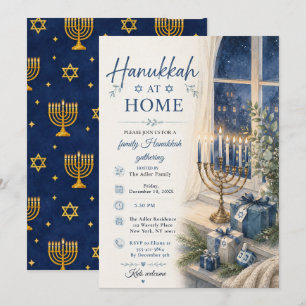 Hanukkah zu Hause Familienzusammenkunft Einladung